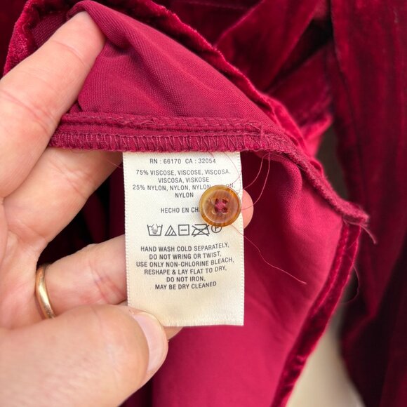Maeve Anthropologie Karina Button Up Shirt Women's 6 Red Velvet Holiday Party - Picture 4 of 8